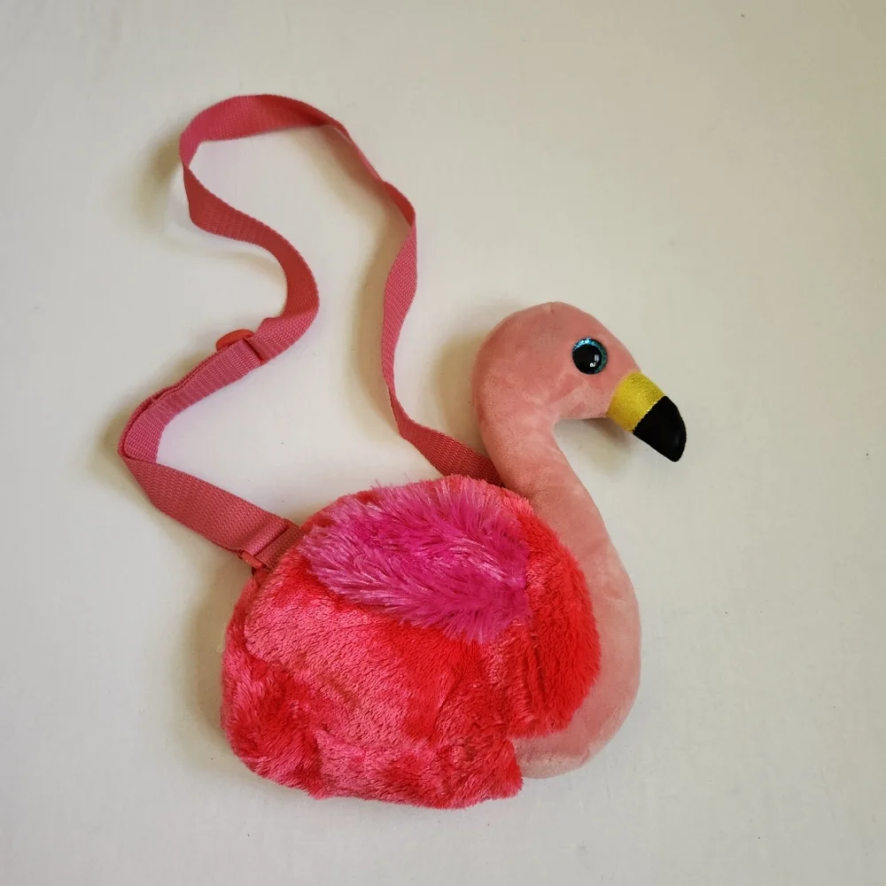 3/$15 Ty Gilda Flamingo Shoulder Bag hot pink adjustable strap cute